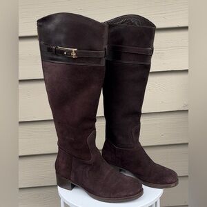 Tory Burch Women’s Jenna Brown Suede & Leather Riding Boots Size 6